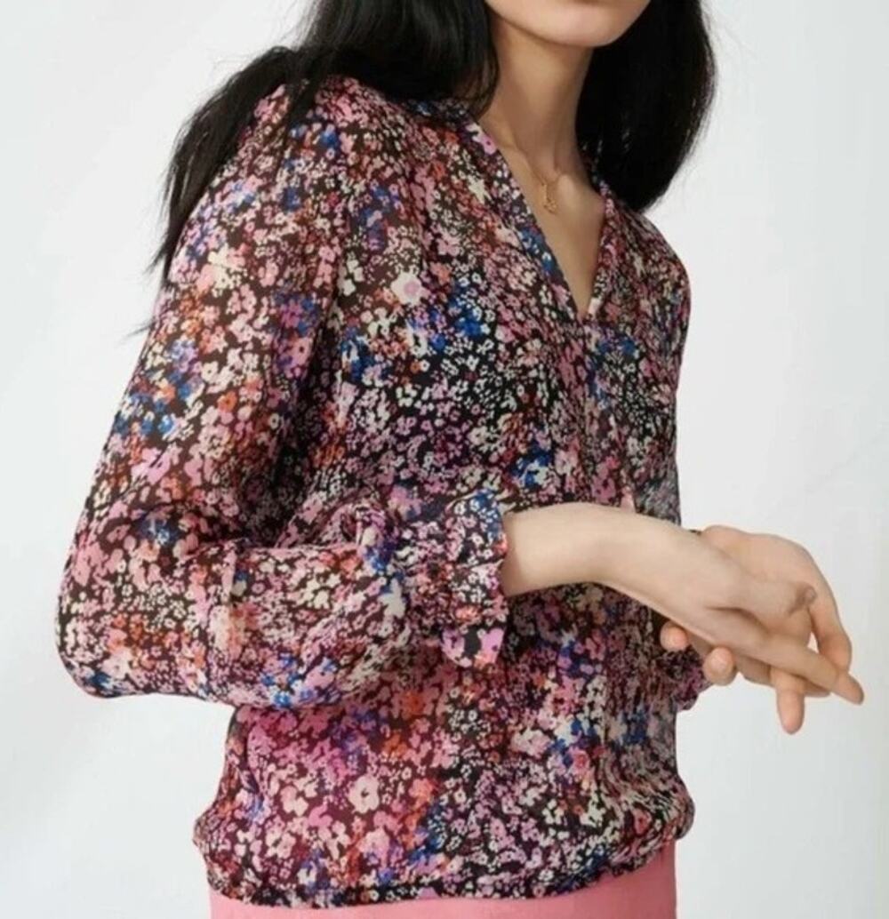 MAJE Lehane Floral Long Sleeve Silk Blouse size 4 / Small